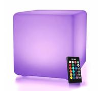 Mr.Go 10" Rechargeable LED Night Light Cube Mood Lamp Color Changing RGB Light with Remote Control, 16 Adjustable Colours, Dimmable Brightness, Waterproof Glowing Cube for Home Garden Party Decor