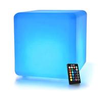 Mr.Go 12" Waterproof LED Light Cube Lamp Color Changing Mood Light Cube Stool with Remote, 16 Static Colors, Dimmable Brightness, Rechargeable Night Lamp RGB Cube Seat for Indoor Outdoor Decoration