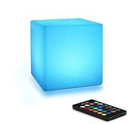 Mr.Go 4" LED Night Light Rechargeable Table Lamp, Dimmable Mood Light Cube Bedside Lamp with Remote Control, 8 Brightness Levels, 16 Light Colors, RGB Color Changing for Bedroom Home Decor & Lighting