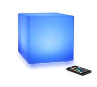 Mr.Go 8" LED Cube Light Color Changing Lamp Mood Light with 16 Colors, Dimmable Brightness, 4 Lighting Modes for Indoor & Outdoor Decoration, Rechargeable Night Light Bedside Lamp with Remote