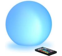 Mr.Go 8" LED Solar Lamp Waterproof Outdoor Garden Solar Light wiith Ground Stake, Colour Changing Mood Light RGB Ball Lamp, Auto On/Off, 16 Dimmable Colors, Remote Control for Patio Yard Pathway