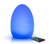 Mr.Go 9" Rechargeable LED Night Light Dimmable Table Lamp Egg Mood Light, 16 Lighting Colours, 8 Level Dimming, Remote Control, Colour Changing RGB Ambient Lamp for Home Decoration