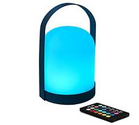 Mr.Go Portable LED Lantern Table Lamp | Cordless & USB Rechargeable | Remote Control & Dimmable | 16 RGB Colors & Kids Bedroom Outdoor Camping Light | Metal Handle (Black)
