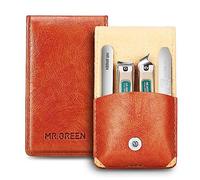 MR.GREEN 4Pcs Nail Clippers Set with Leather Case - Premium Stainless Steel Manicure Pedicure Kit for Men & Women, Compact Organizer for Fingernails & Toenails, Durable& Sharp& Gift-Ready
