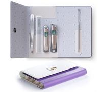 MR.GREEN 5 Pcs Nail Clippers Set with Fingernail & Toe Nail Clippers, Glass Nail File, Tweezers, Ear Pick, Professional Manicure Set for Men and Women, Nail Cutter with Leather Case