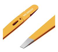 MR.GREEN Classic Stainless Steel Bevel Tip Eyebrow Tweezers for Women and Men, Precision Facial Ingrown Hair Tweezers (Orange)