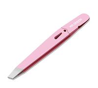 MR.GREEN Classic Stainless Steel Oblique Tip Eyebrow Tweezers for Women and Men, Precision Facial Ingrown Hair Tweezers (Pink)