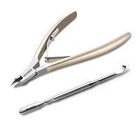 MR.GREEN Cuticle Scissors, Stainless Steel Sharp Cuticle Nippers with Pusher for Salon and Home Manicure & Pedicure Set (Nickel Pearl + Pusher)