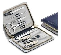 MR.GREEN Innate Luxury Manicure Set Surgical Grade Scissors Stainless Nail Clipper Kit Full Grain Cow Leather Package Pedicure (9 in 1 Manicure Set)