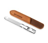 MR.GREEN Mini Nail File, Professional Double Sided Stainless Steel Nail Files with Non-Slip Handle & Pointed Head and Leather Case, Portable for Men and Women