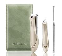 MR.GREEN Nail Clippers, 3PCS Nail Clipper Set with Anti Splash Fingernail Clipper and Ear Pick, Professional Nail Clippers for Men and Women, Stainless Steel Nail Cutter with Leather Case