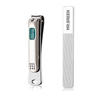 MR.GREEN Nail Clippers Curved Blades Fingernail Cutter Nippers Manicure Scissors Stainless Steel Pedicure Tools with Nail Flies (Medium+Glass File)