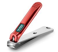 MR.GREEN Nail Clippers Curved Blades Fingernail Cutter Nippers Manicure Scissors Stainless Steel Pedicure Tools with Nail Flies (Medium-Red)