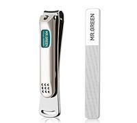 MR.GREEN Nail Clippers Curved Blades Fingernail Cutter Nippers Manicure Scissors Stainless Steel Pedicure Tools with Nail Flies (Large+Glass File)