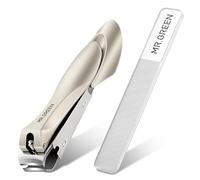 MR.GREEN Nail Clippers Stainless Steel Anti Splash Fingernail Cutter Manicure Tools Bionics Design Pedicure Scissor Nail Trimmer (Nail Clipper (Large)+Nano Glass Nail File)