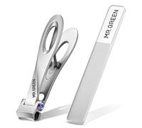 MR.GREEN Nail Clippers Wide Jaw Opening Stainless Steel Fingernail Clipper Thick Hard Toenail Cutter Manicure Scissors Tools (Nail Clipper (Medium)+Nano Glass Nail File)