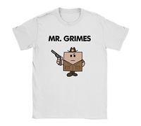 Mr Grimes Mens T-Shirt Large White Walking Dead Funny Parody Gift Rick TV Show Top