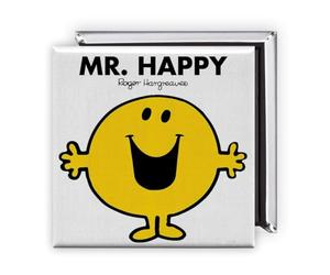 Mr. Happy Magnet - 2x2 Inch Glossy Rectangular Fridge Magnet | Official Mr Men Gift | Proudly Made in the UK | Fun Home or Office Accessory with Branded Packaging