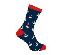 Mr Heron 1 Pack Mens Novelty Navy Boats Bamboo Socks - Navy Boats - 6-11 UK