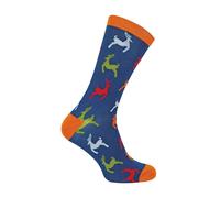 Mr Heron 1 Pack Mens Novelty Navy Leaping Deer Bamboo Socks - 6-11 UK - Leaping Deer (Navy)