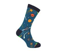Mr Heron 1 Pack Mens Space Enthusiast Bamboo Socks - 6-11 UK - Space (Navy)