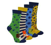 Mr Heron - 4 Pack Boys Bamboo Socks | Kids Novelty Animal Pattern Socks in a Gift Box