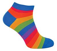Mr Heron Mens Bamboo Rainbow Trainer Socks Colourful Striped No Show Socks (6-11, Rainbow)