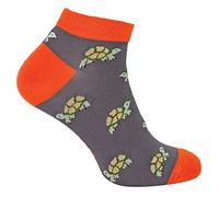 Mr Heron Mens Bamboo Trainer Socks Animal Themed Breathable Low Cut Sneaker Socks (6-11, Turtles (Grey))
