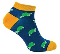 Mr Heron Mens Bamboo Trainer Socks Animal Themed Breathable Low Cut Sneaker Socks (6-11, Turtles (Navy))