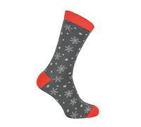 Mr Heron - Mens Christmas Socks | Novelty Bamboo Socks | Ruldoph & Santa Patterned Socks | Gift for Him (6-11, Snowflakes (Grey))