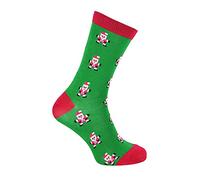 Mr Heron - Mens Christmas Socks | Ruldoph & Santa Patterned Socks | Gift for Him (6-11, Green Santa)
