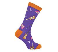 Mr Heron Mens Novelty Guitar Socks Breathable Cute Musician Bamboo Socks | Gift for Music Lovers (6-11, Guitar (Purple))