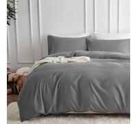 MR&HM Dark Grey King Size Duvet Cover Sets, Design of Corner Ties and Zip Closure, Soft Microfibre Bedding with 1 Duvet Cover and 2 Pillow Cases (King, Dark Grey)