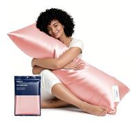 MR&HM Satin Body Pillow Cover, Soft and Breathable Body Pillow Case with Envelope Closure, Cooling and Silky Long Pillowcase for Hair and Skin,Grey (20x54, Blush)
