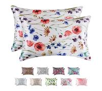 MR&HM Satin Pillowcase 2 Pack, Queen Size 20"x30", Floral Mixed