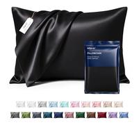 MR&HM Satin Pillowcase for Hair and Skin, Silk Satin Pillowcase 2 Pack, Queen Size Pillow Cases Set of 2, Silky Pillow Cover with Envelope Closure (20x30, Black)