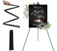 MR.HOKWY Easel Stand for Wedding - Foldable Portable 168cm High Display Easel Poster Stand - Easy to Fold Retractable Adjustable Black Easel Artists Easel Indoor and Outdoor(1 Pack)
