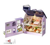 MR.HOKWY Miniature Dolls House Kit - DIY 3D Wooden Dolls House Furniture, Tiny Model Kits Handmade Craft Sets Mini Doll House for Adults Teenagers Gift (Happy House), HJ-DOLLHOUSE-0719