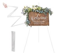 MR.HOKWY White Easel Stand for Wedding - Foldable Portable 168cm High Display Easel Poster Stand - Easy to Fold Retractable Adjustable Black Easel Artists Easel Indoor and Outdoor(1 Pack)