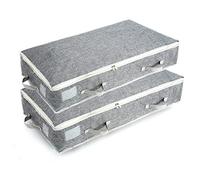 Mr Hsiung & Mrs Yin 90L Under-Bed Storage Bags with Zips, Large Organizer Boxes, Foldable Clothes Storage Bag, Fabric Storage Bags for Duvets, Shoes, Beddings, Quilt, Wardrobe Storage Solutions, 2PCS