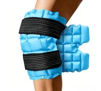 MR.ICE Ice Packs for Sport Injuries, Knee Ice Pack Wrap with Straps, Reusable Ice Pack for Knee Pain Relief, Hot and Cold Gel Pack Compress for Swelling, Arthritis, Surgery, Light Blue, 1Pack
