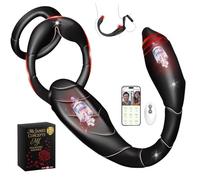 Mr. James Concepts APP & Wireless Remote Control Dual Stimulation Massager with Ring for Couples - 10 Vibration Modes, Magnetic USB Charging, Soft Silicone, Ergonomic Fit - Black
