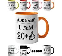 Mr Jeans LTD 21th Birthday Funny Mug - Personalised Mug/Cup - Add Name - I am 20 Plus one Coffee Mug Gag Party Idea as a Joke Celebration Twenty Adult Mug