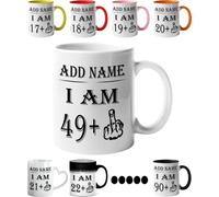 Mr Jeans LTD 50th Birthday Funny Mug - Personalised Mug/Cup - Add Name - I am 49 Plus one Coffee Mug Gag Party Idea as a Joke Celebration Fifty Adult Mug