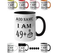 Mr Jeans LTD 50th Birthday Funny Mug - Personalised Mug/Cup - Add Name - I am 49 Plus one Coffee Mug Gag Party Idea as a Joke Celebration Fifty Adult Mug