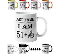 Mr Jeans LTD 52th Birthday Funny Mug - Personalised Mug/Cup - Add Name - I am 51 Plus one Coffee Mug Gag Party Idea as a Joke Celebration Fifty Adult Mug