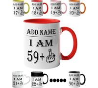 Mr Jeans LTD 60th Birthday Funny Mug - Personalised Mug/Cup - Add Name - I am 59 Plus one Coffee Mug Gag Party Idea as a Joke Celebration Sixty Adult Mug
