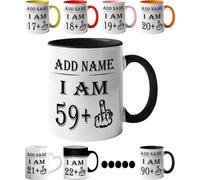 Mr Jeans LTD 60th Birthday Funny Mug - Personalised Mug/Cup - Add Name - I am 59 Plus one Coffee Mug Gag Party Idea as a Joke Celebration Sixty Adult Mug