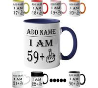 Mr Jeans LTD 60th Birthday Funny Mug - Personalised Mug/Cup - Add Name - I am 59 Plus one Coffee Mug Gag Party Idea as a Joke Celebration Sixty Adult Mug
