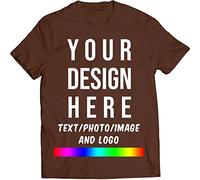 Mr Jeans LTD® Personalised T Shirt UK Brown (Medium DTF Printing - Design Your Own Custom Tshirts in UK Any Photo Text - Personalized Custom Shirt Gifts idea for Birthday - (Same Day Dispatch)